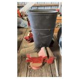 Red vice and rubber boots