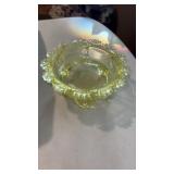 Vaseline glass Dewey pattern berry bowl by