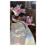 Glass figure love birds on a  branch 10ï¿½ tall