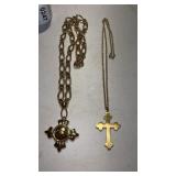 2 gold tone necklaces