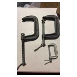 2 large c clamps and 1 mini c clamp