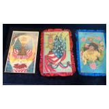 3 vintage patriotic cards 2 with red and blue