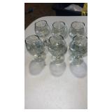 6 FLoral  etched brandy glasses