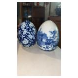 2 large, vintage, blue and white Chinese
