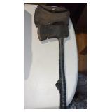 Hatchet with leather sheath