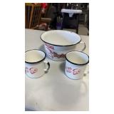 Vintage Nebraska Football Enamelware Pot & 2