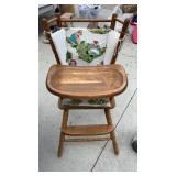 Wooden kids, highchair with Raggedy Ann and Andy