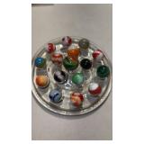 Group of miscellaneous marbles  holder not