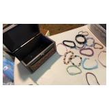 Group of bracelets and jewelry box