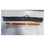 Vintage Hand Carved Ornate Pool Cue & Case