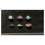 6 silver tome womanï¿½s rings