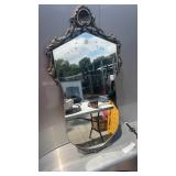 Antique wall mirror with etched glass,
