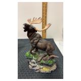 Vintage resin bowl, moose figurine, and all his