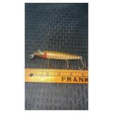 Pike minnow wood lure with glass eyes