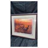 Framed and matted 1988 ring necked pheasants