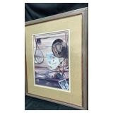 Framed and matted trout, fly fishing picture,