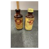2 Vintage Hoppeï¿½s glass bottles solvent.  Shows