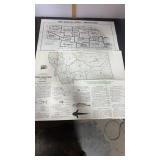 2 Vintage State Maps Showing Hunting Regions.