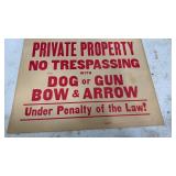 Vintage Unique No Trespassing Sign , Heavy Paper