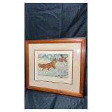 Framed and matted wildlife hunting, art print