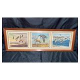 Vintage framed triptych features 3 distinct
