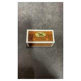 Vintage box of Peters .22 Long Rifle featuring