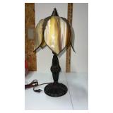 Vintage slag glass table lamp  tulip shaped shade
