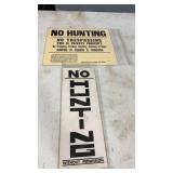 2 Unique Vintage No Hunting Signs, Heavy Paper