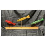 3 Hand Carved Wooden Fish Hand Painted by Artist