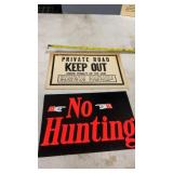 Vintage Private Road & No Hunting Signs, Heavy