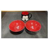 Mickey Mouse Mug & 2 Bowls