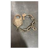 U.R.&E. Co. Railroad Padlock with Chain &  Key