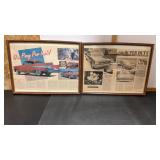 2 Framed Chevy & Pontiac Pictures approx 13ï¿½x17ï¿½
