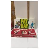 Pay day board game and scrabble alphabet game
