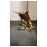 Brass Marlin Sculpture approx 11.5ï¿½x14ï¿½