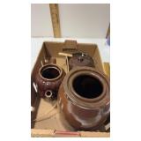 6 piece stoneware crocks Tea pot and more
