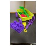 Sand Box Set.  Wagon and sand castle items