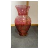 Bohemian Cranberry Glass Vase approx 10.75ï¿½ Tall