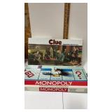 Monopoly board game and clue