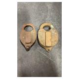 2 Railroad Padlocks with No Keys. 1 is Fraim
