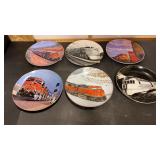 6 decorative Railroad Plates