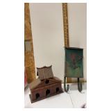 Metal mailbox  and wood/metal bird house