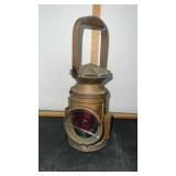 Vintage Railroad Lantern , Cracked Glass