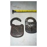 2 Vintage Railroad Style Padlocks, No Keys