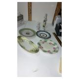 Decorative floral porcelain plates and vases