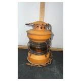 Vintage Railroad Lantern Amber Globe