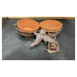Flower Pots in Basket & cast Pheasant
