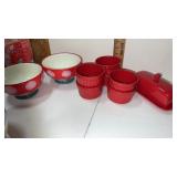Pioneer woman butter dish , and bowls  large