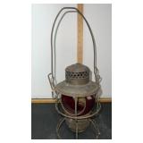 Vintage Adlake Railroad Lantern, Red Globe