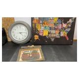 Clock & 2 Wall hangings